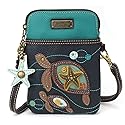 CHALA Ocean Collection Cell Phone Crossbody Purse-Women PU Leather/Canvas Multicolor Handbag with Adjustable Strap - Two Turtles - navy