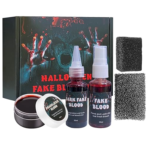 5PCS Halloween Fake Blood Kit, Fake Blood Spray, Fake Blood for Clothes, Suitable for Vampires, Zombies, Horror Costumes