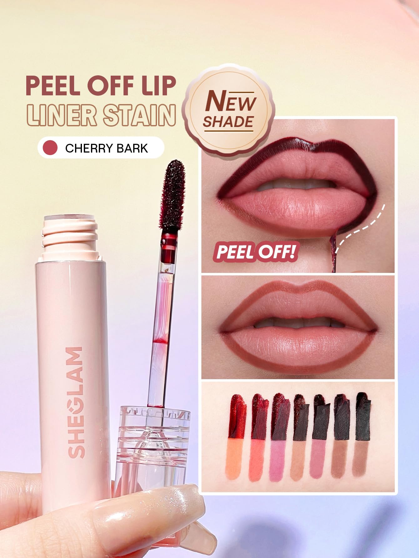 SHEGLAM Fall In Line Peel Off Lip Liner Stain Long Lasting Transfer-proof Nude Lip Tint-Cherry Bark Beauty and Personal Care SHEGLAM