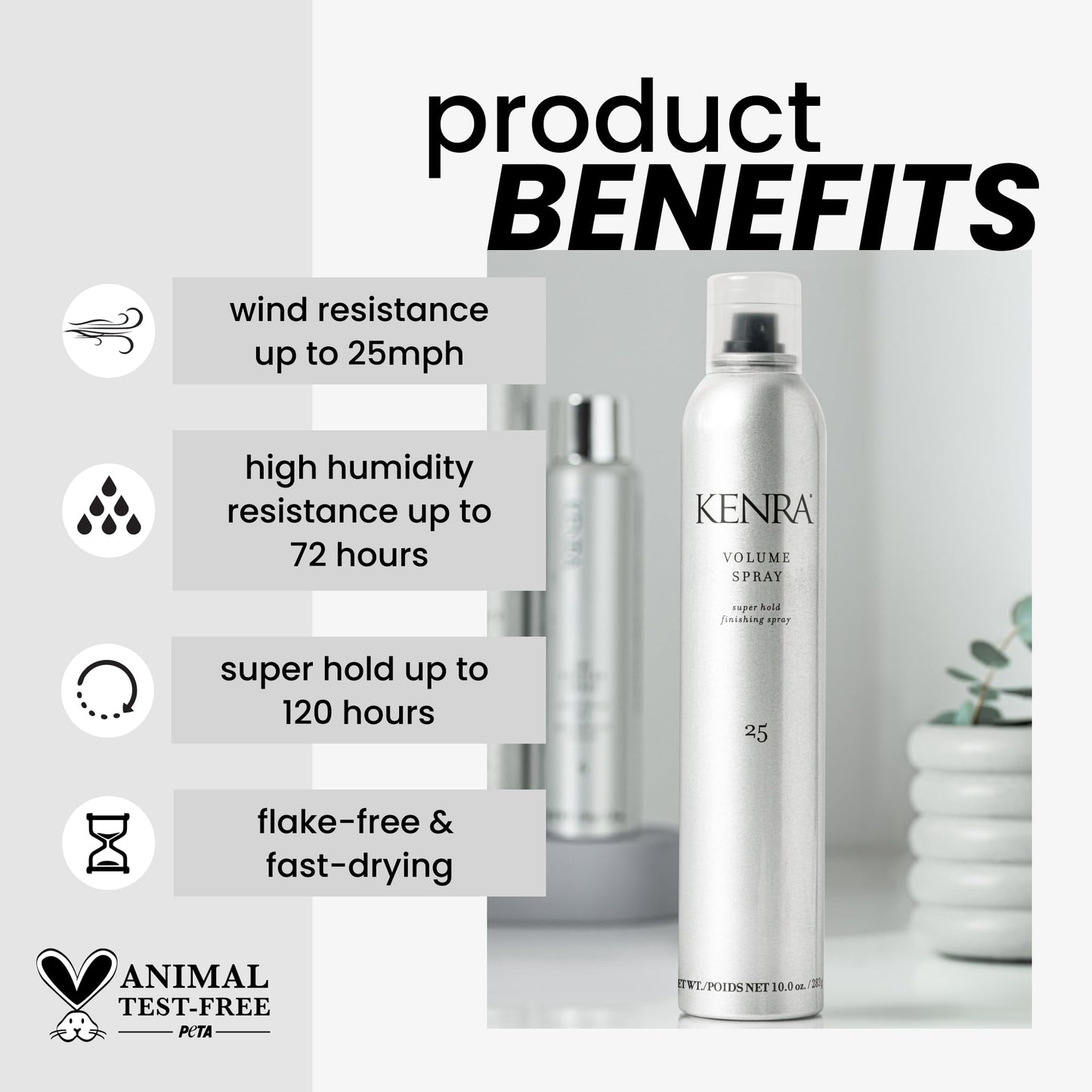 Kenra Professional Volume Spray 25 50% | Super Hold Finishing & Styling Hairspray | Flake-free & Fast-drying | Wind & Humidity Resistance | All Hair