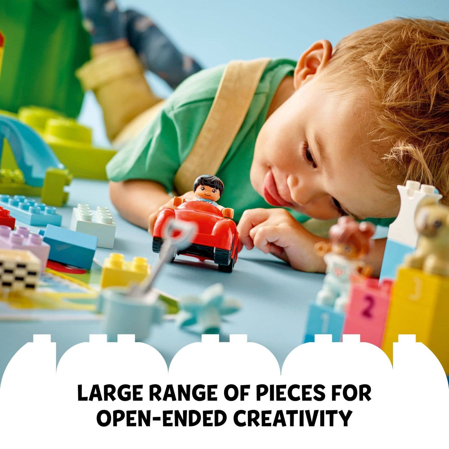 LEGO DUPLO Deluxe Brick Box 10914 Starter Set, Storage Box with Bricks, Figures, Dog & Car, Creative Learning Toy for Toddlers 18+ Months