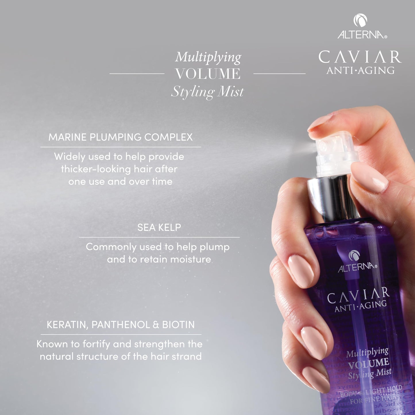 Alterna Haircare CAVIAR Anti-Aging Multiplying Volume Styling Mist, 5 Fl Oz | For Fine, Thin Hair | Light Hold | Create Instant Volume and Thickness |