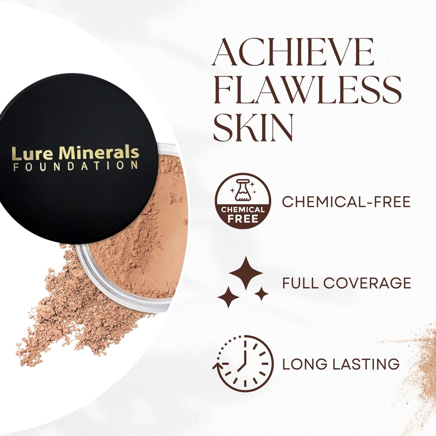 Lure Minerals Mineral Foundation Loose Powder - 8g, Mineral Makeup Face Powder Foundation (Beige Medium - Luminous)