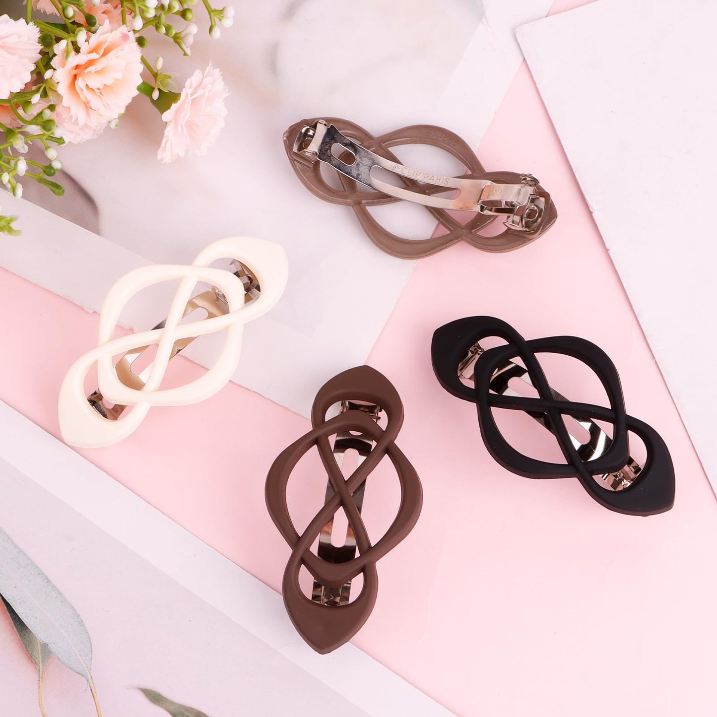 Amariver 4packs Hair Clips French Hair Barrettes for Women Beige Khaki Brown Black Accessories for Women Girls Beauty and Personal Care Amariver
