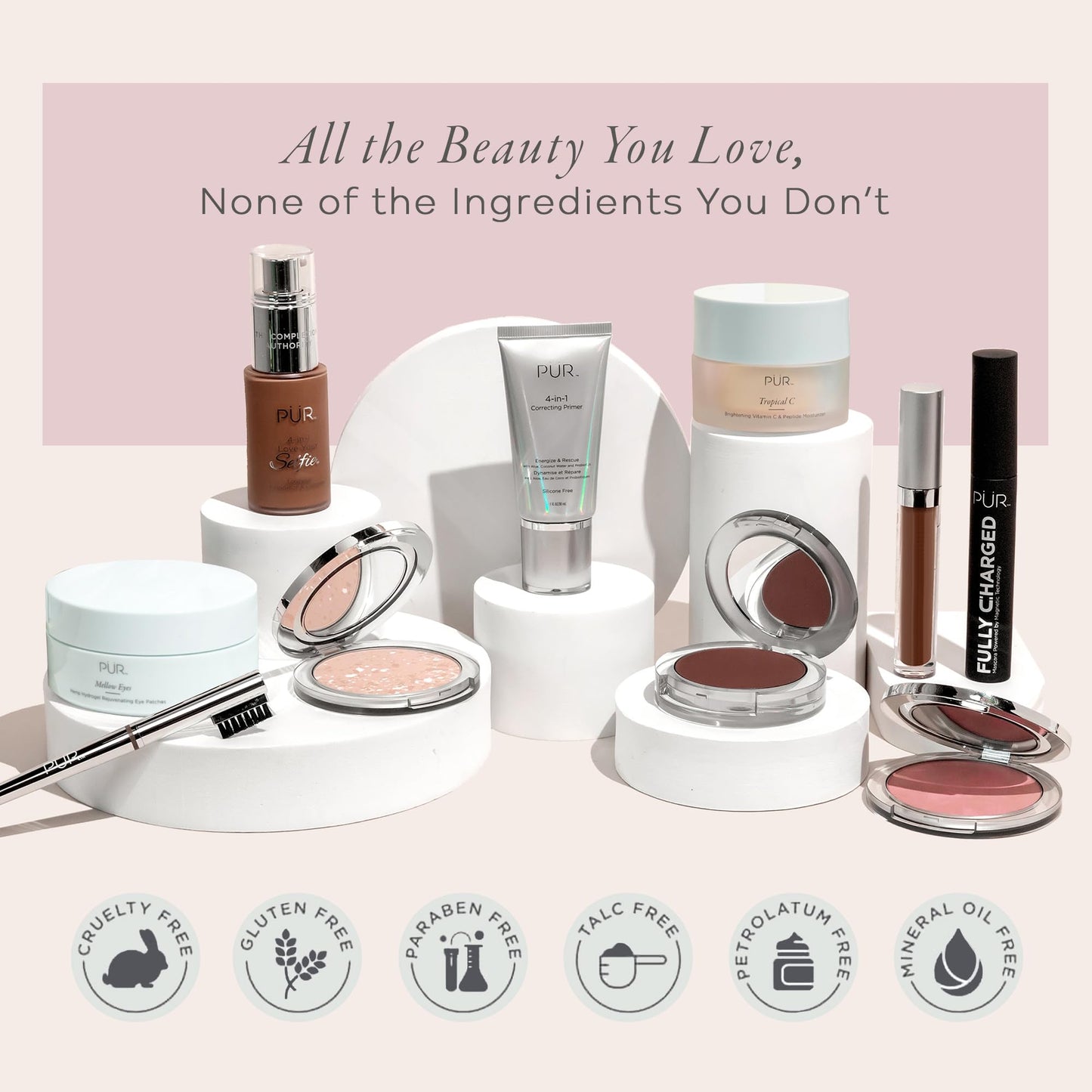 PÜR MINERALS 4-in-1 Love Your Selfie Longwear Foundation and Concealer - Unique, Dual-Applicator Component - Covers Blemishes and Imperfection - Reduce Fine Lines and Wrinkles - MG2 - 1 oz Makeup