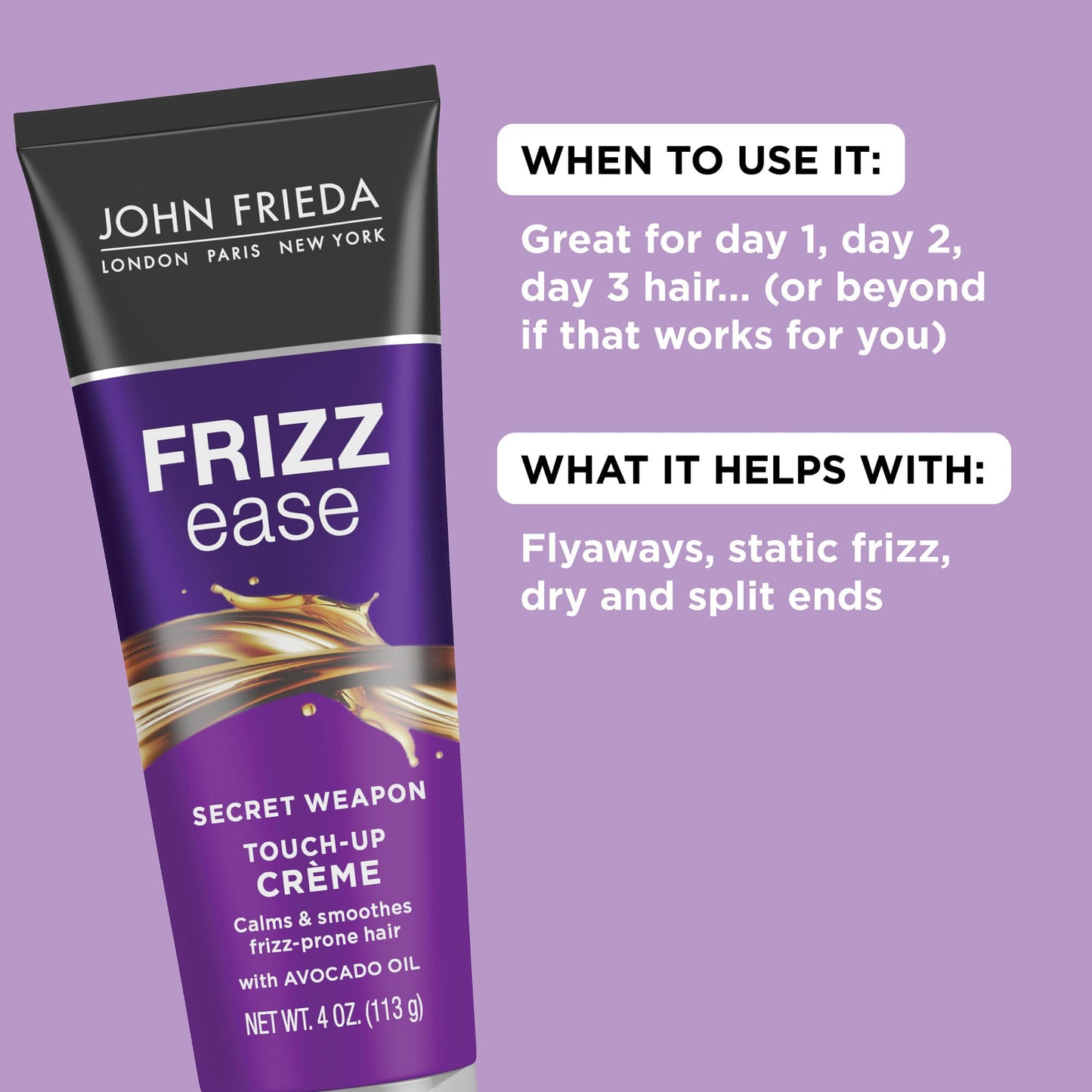 Frizz-Ease Style Creme Size 4z John Frieda Frizz-Ease Secret Weapon Flawless Finishing Cream