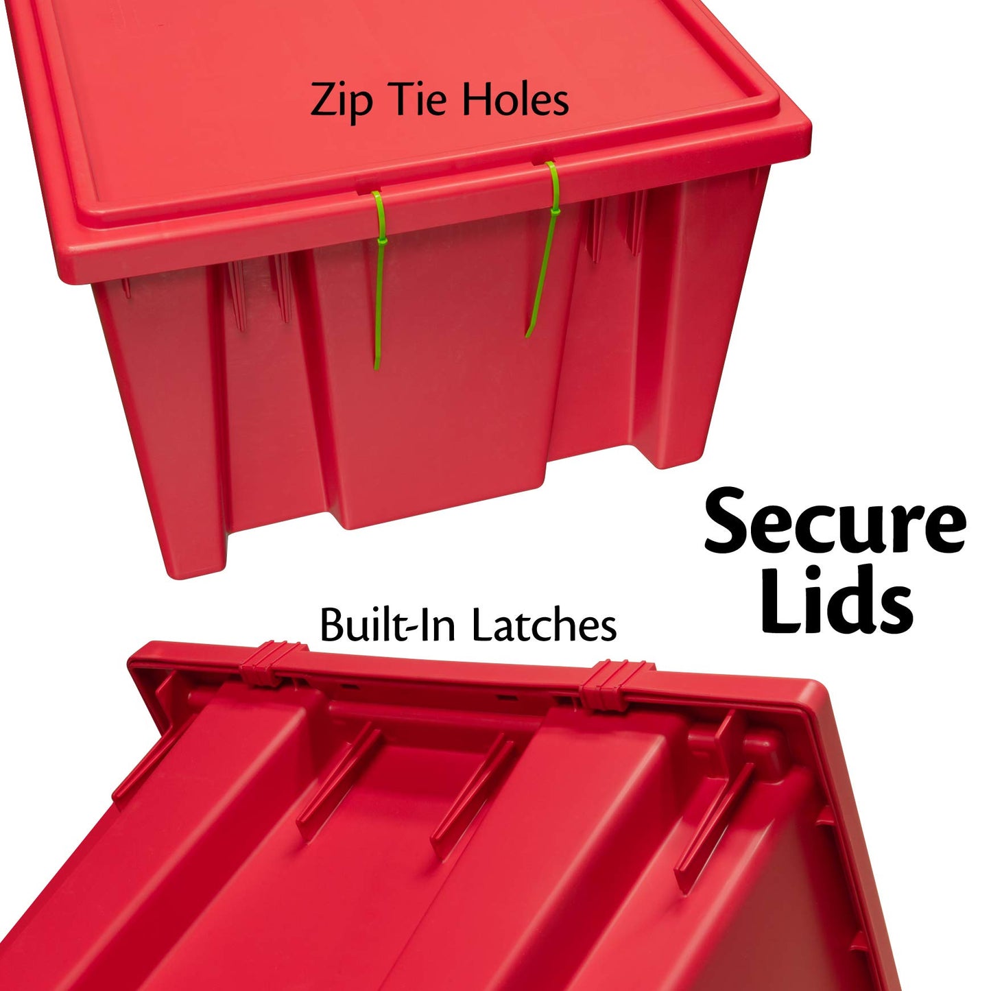 Akro-Mils 35240 Nest and Stack Plastic Storage Container and Distribution Tote, (23-1/2-Inch L x 15-1/2-Inch W x 12-Inch H), Red, (3-Pack)
