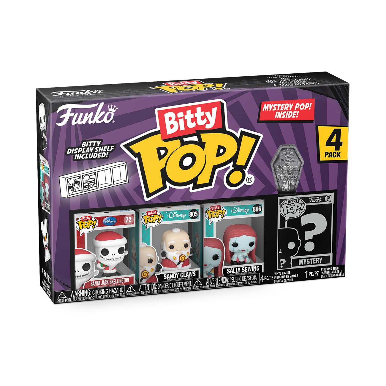 Funko Bitty Pop The Nightmare Before Christmas - Santa Jack, Sandy Claws, Vampire Teddy with Duck and A Surprise Mystery Mini Figure - 0.9 Inch (2.2…