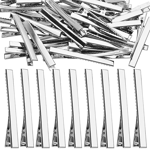 DIY Hair Clips, 50pcs 7.5cm / 3" Metal Alligator Hair Clips Duckbill Hair Clips Flat Top with Teeth DIY Accessories Hairpins for Hairbow Accessory