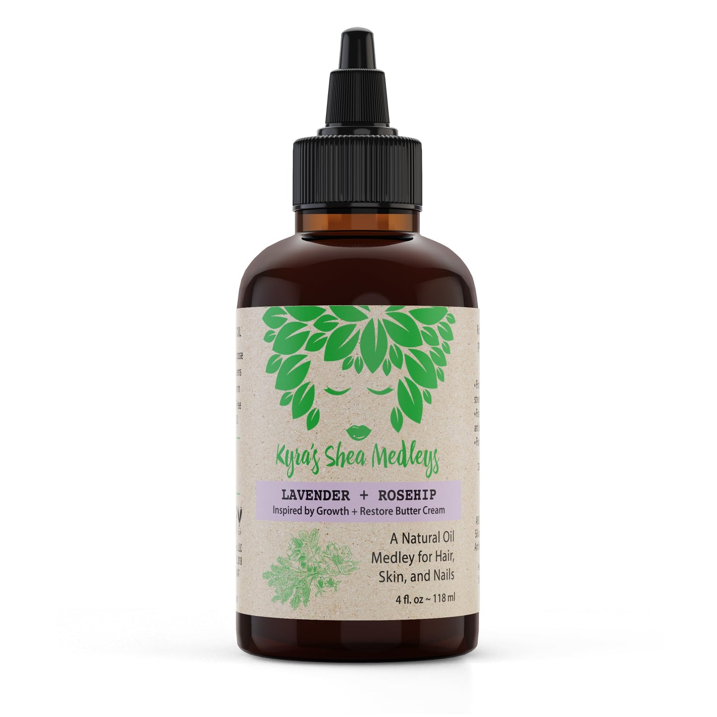 Multiuse Lavender + Rosehip Oil Medley for Face, Body, and Hair - Natural Rosehip Oil, Shea Nut Oil, Lavender Essential Oil, and Vitamin E - Seals in