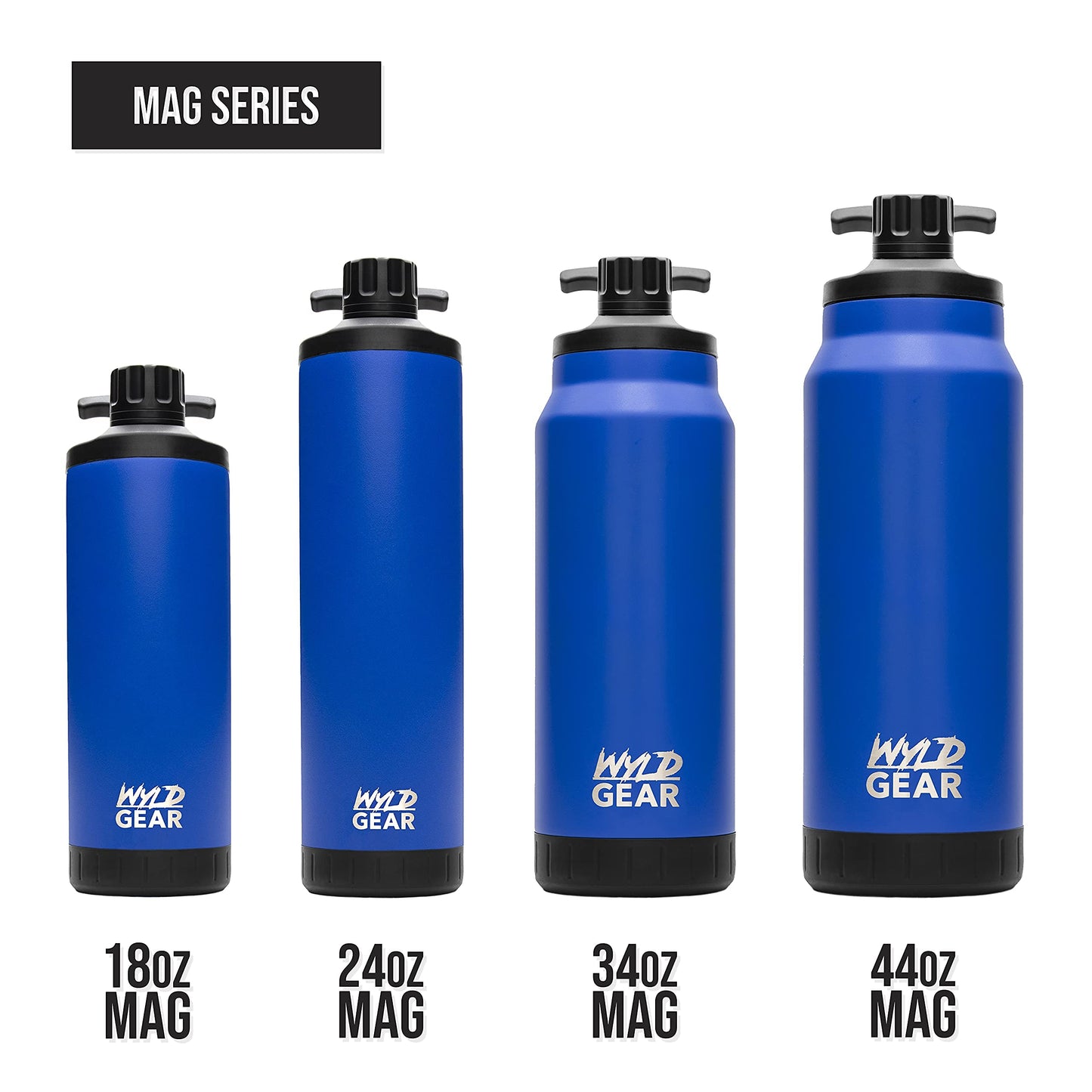 WYLD GEAR Mag Series - Stainless Steel Water Bottle with Magnetic Cap - 24oz Black