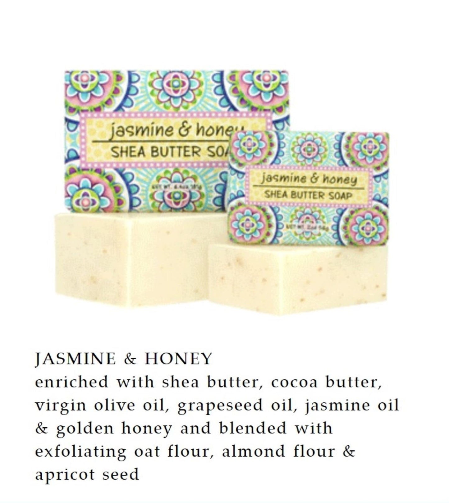 Greenwich Bay Trading Co, Jasmine and Honey Shea Butter Soap, Set of 3 Bars, 6.4 Ounces Each