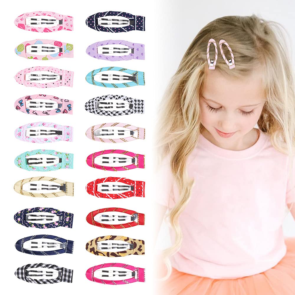 20pcs/pack 2 Inch No Slip Snap Hair Clips Ribbon Wrapped Barrettes for Girls Toddlers Kids Women Accessories(20Pcs)