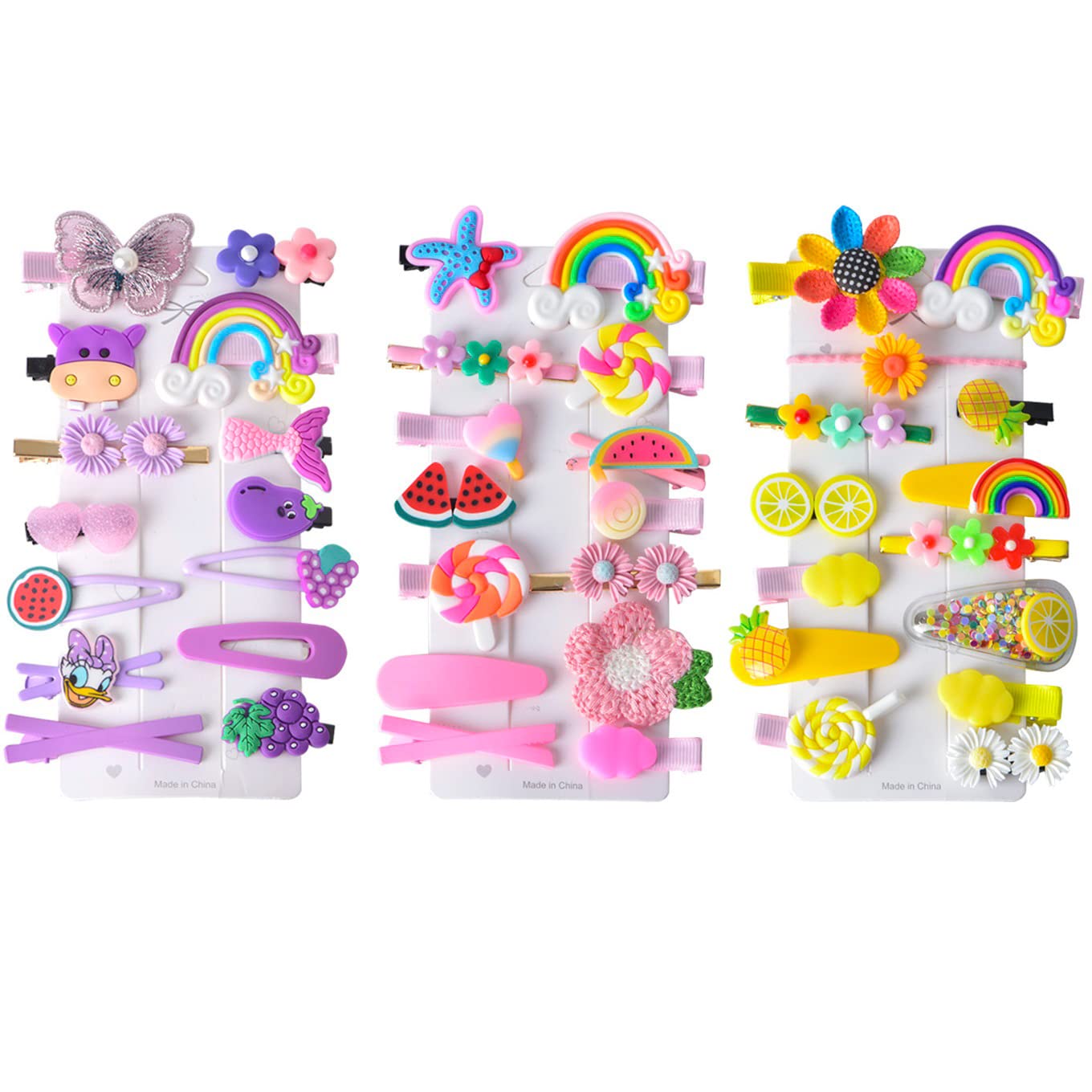 42 Pieces Baby Hair Clips, Hair Pin, Barrettes for Girls, Toddler Girls Hair Accessories, Kids Hair Clips for Styling, Flower Rainbow Candy Fruits