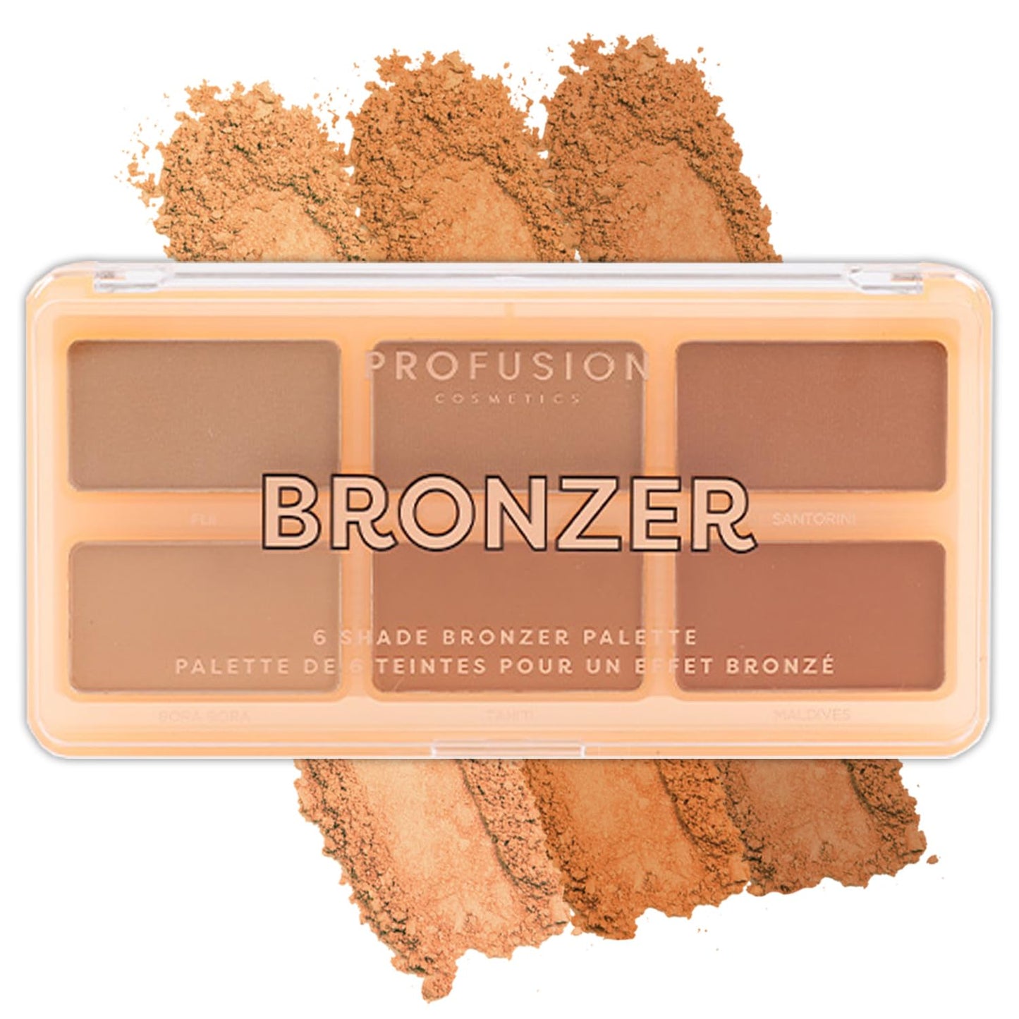 Profusion Cosmetics 6 Shades Bronzer Palette - Matte & Shimmer Finishes for Natural Definition, Buildable & Blendable Powder for Face Sculpting