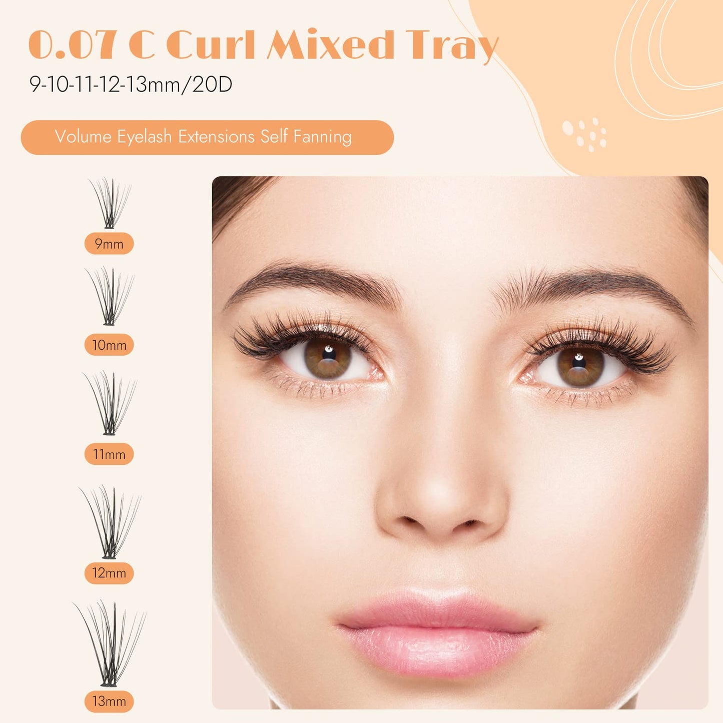 PAFUWEI 100 Pieces Individual Lashes False Eye Lashes Extension, 20 Roots Eyelash Extensions, Cluster Lashes Pack for DIY Eyelash Extension Thickness