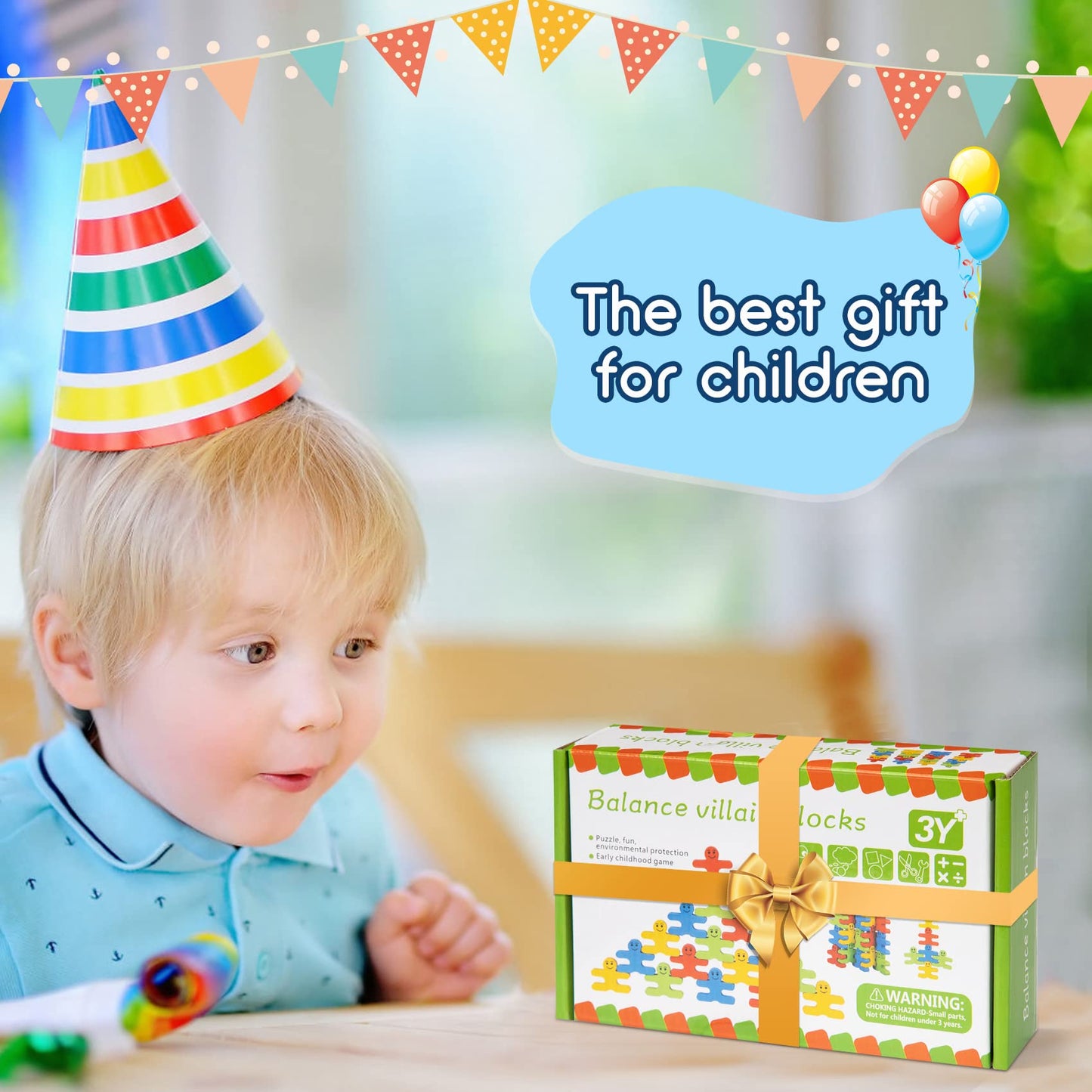 GIFT4KIDS Montessori Toys – 16pcs Wooden Building Blocks for Toddlers Ages 1-4, Stacking Sensory Toys & Birthday Gifts for Boys & Girls