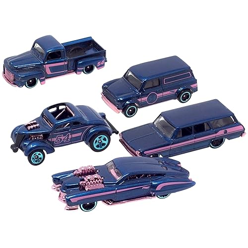Hot Wheels 2022 Pearl and Chrome 54th Anniversary Complete Set of 5 Diecast Vehicles