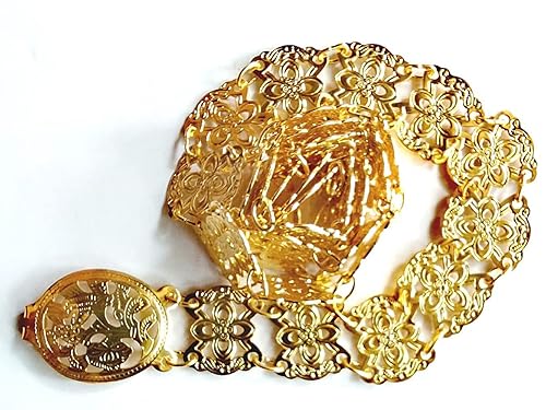 PunPund Belt Thai Gold Plate Vintage Women Thailand Costume Wedding Traditional Chain Fashion Dress Dance Ram Thai Length 40-41 Inches 1 Piece