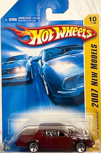 Hot Wheels 2007 New Models -#10 Buick Grand National Burgundy 5 Spoke Wheels #2007-10 Mattel 1:64 Scale Collectible Die Cast Car