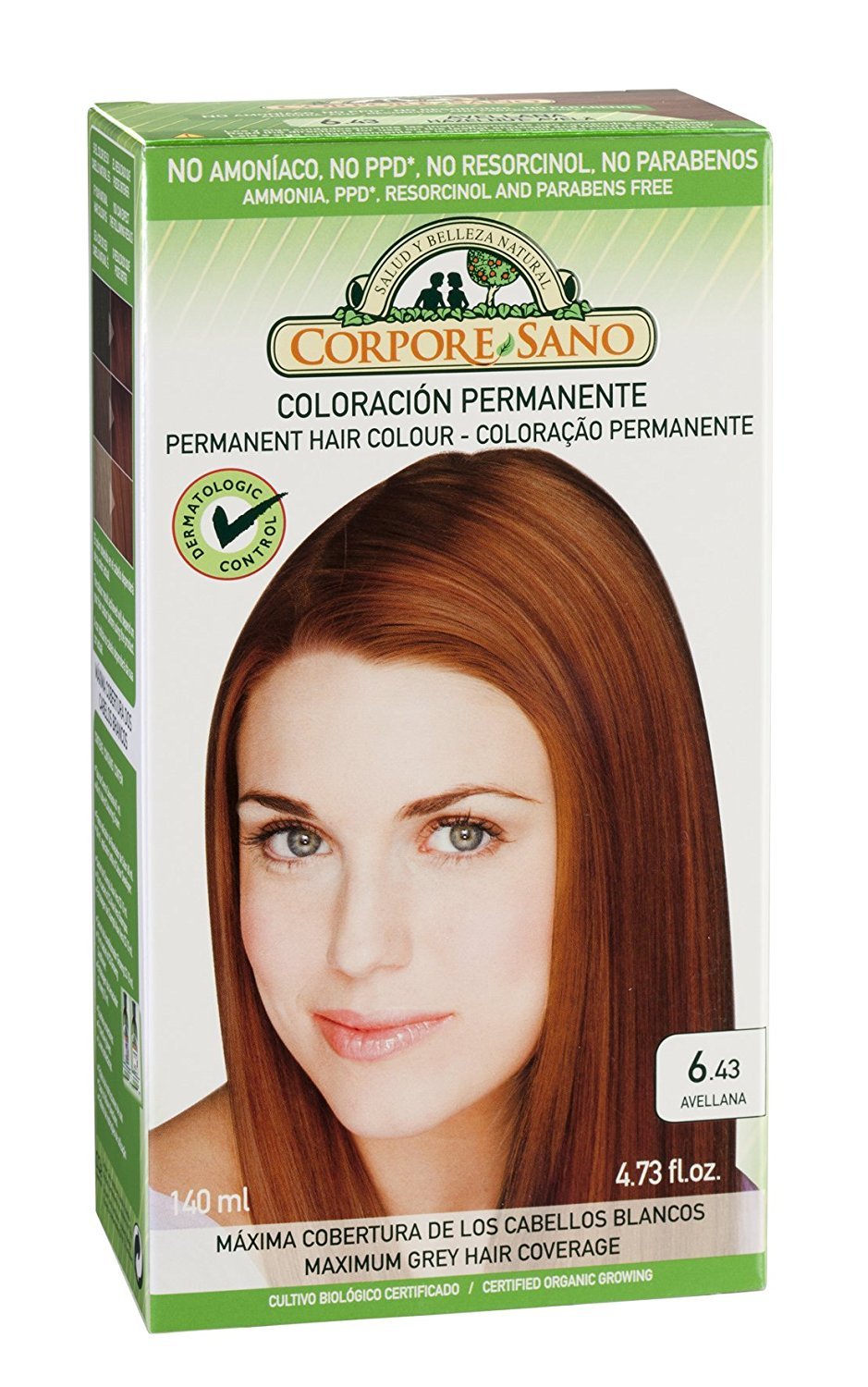 Corpore Sano Permanent Hair Colour -Does Not Contain: AMMONIA, RESORCINOL, PARABENS,PPD. (~ 6.43 Hazelnut)