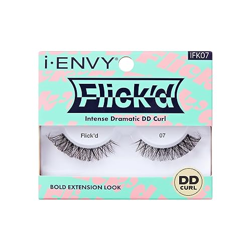 i-ENVY False Lashes Flick'd D-Curl Strip Lashes Volume Bouncy Natural Clear Band Cat Eye Dramatic Trendy Extensions Reusable Eye Lashes (07)