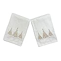 Serafina Home Luxury Holiday Christmas Winter Gold Tree Bath Towels, Embroidered Gold on White Plush Velour Terry 100% Cotton, Set of 2, Measures 54"…