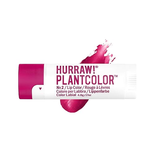 Hurraw! Plantcolor Lip Color No. 2: Red/Purple shade. Highly pigmented tinted balm and lipstick alternative. Vegan and all-natural. Easy application.