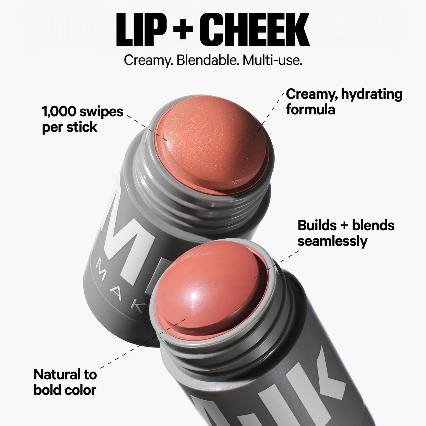 Milk Makeup Bronzer, Blush + Highlighter Full Size Trio - Bronzer in Baked .19oz, Cream Blush + Lip Color in Werk (Dusty Rose) .21oz + Highlighter