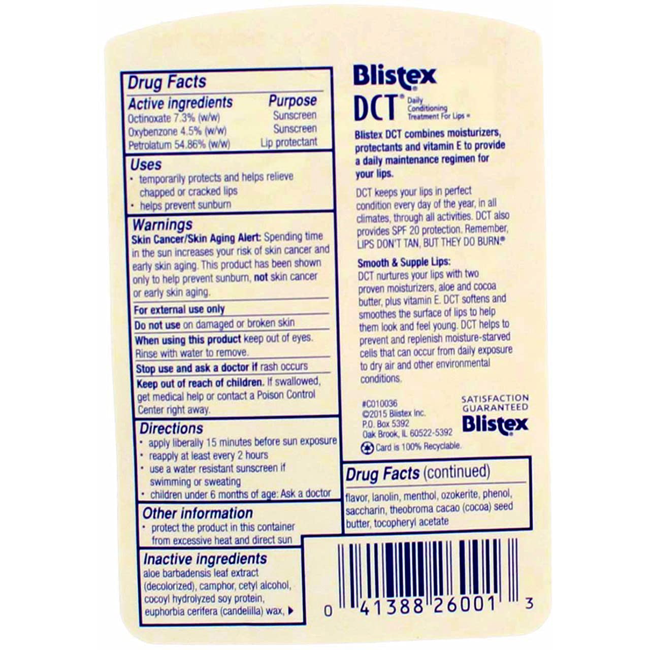 Blistex DCT Daily Conditioning Treatment 0.25oz (Pack of 5) Beauty and Personal Care Blistex