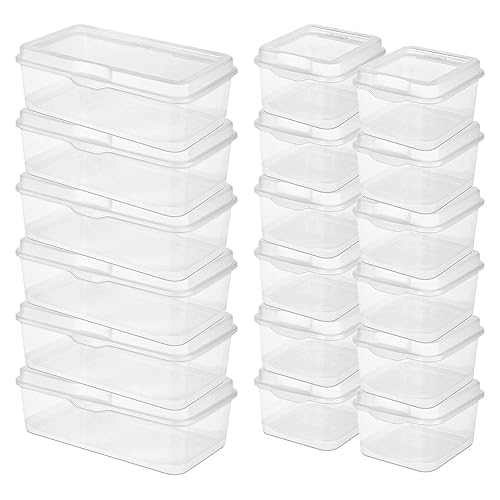 Sterilite 6-Pack Rectangular Large & 12-Pack Square Small FlipTop, Clear Plastic Storage Box with Hinged Lid - Stackable Multipurpose Organizer…