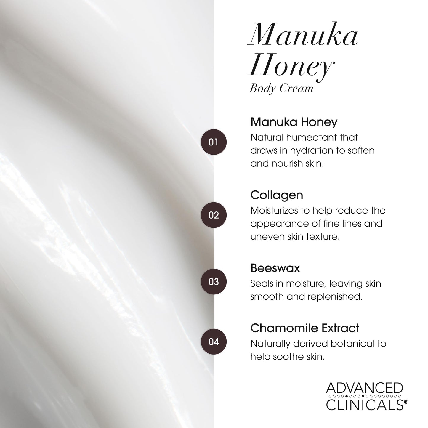 Advanced Clinicals Manuka Honey Body Cream For Women & Men | Body Butter Lotion For Extremely Dry Skin | Collagen Cream