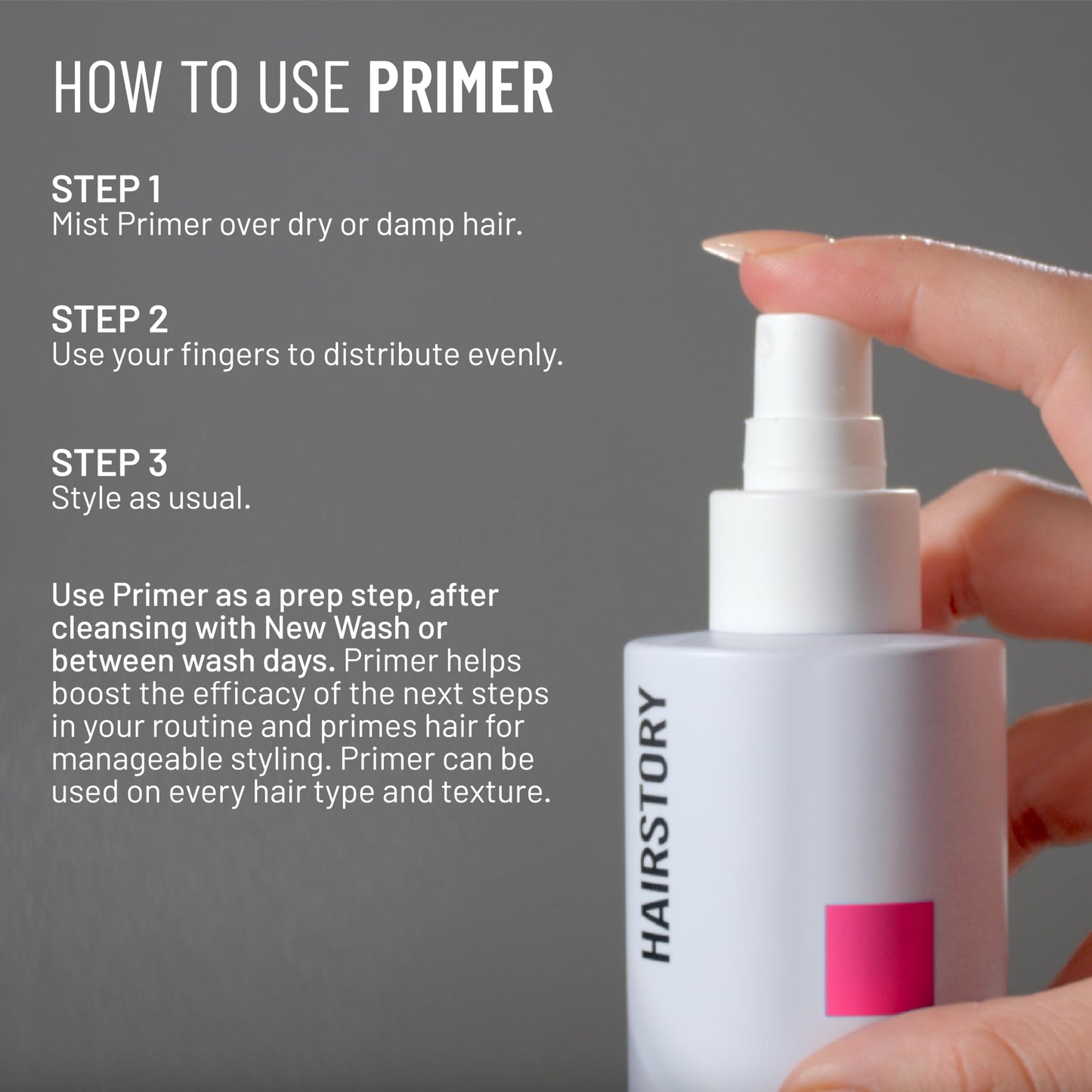 Hairstory Primer - Leave In Heat Protectant Spray for All Hair Types, UV Protection, Smoothing Detangler, Humidity Shield, Moisturizing Hair Mist, 8