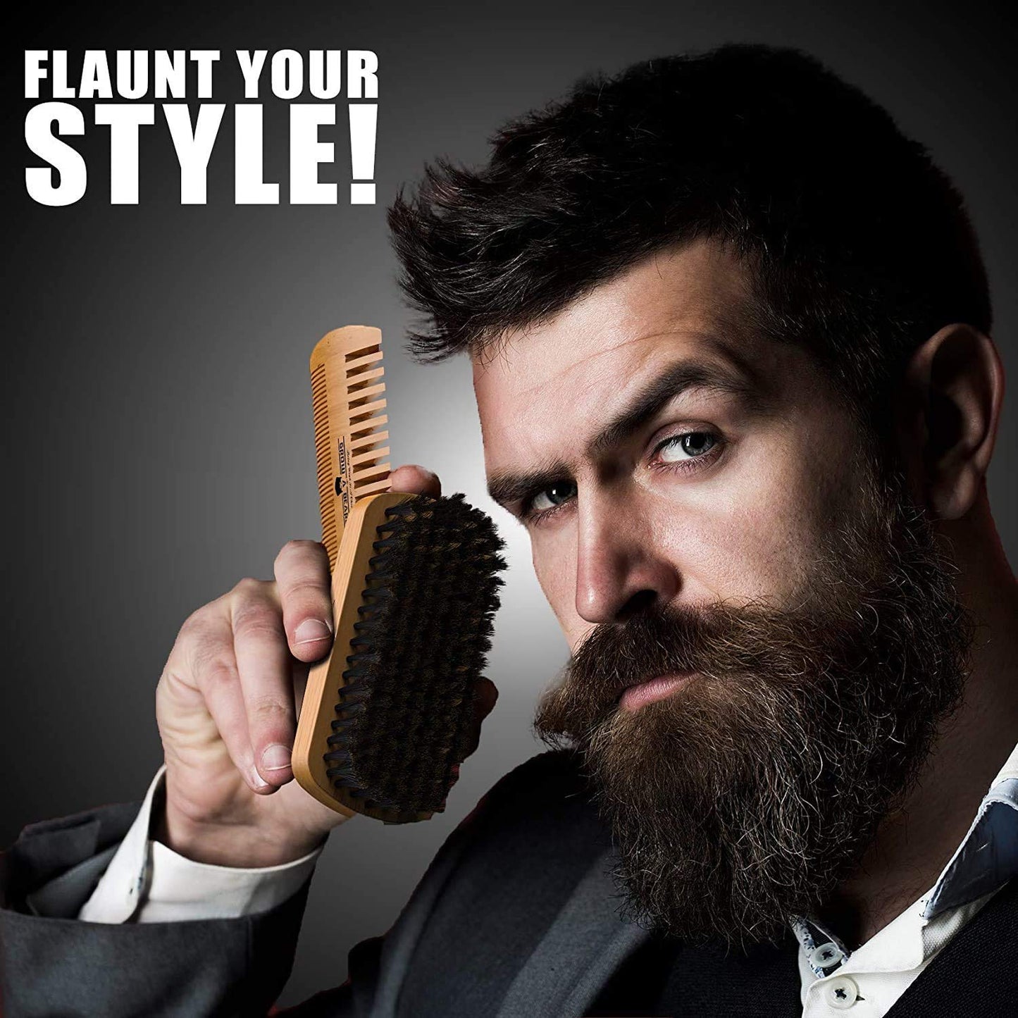 Beard Brush, Beard Comb, Beard Oil, & Beard Balm Grooming Kit for Men's Care, Travel Facial Hair Set for Growth, Styling, Shine & Softness, Great