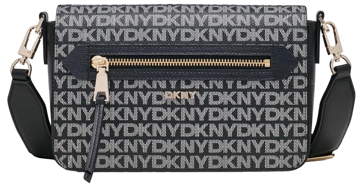 DKNY Womens Bryant Logo Ave Medium Flap Crossbody Handbags