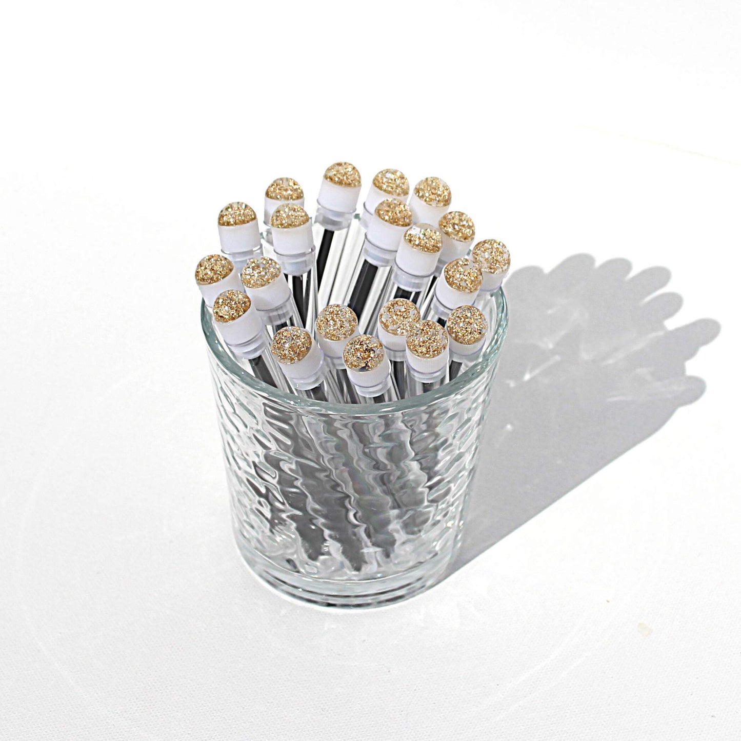 Lash Brush Wands | 20 Pack | Eyelash Extension Supplies | Disposable Lash Spoolie Brush | Gold Fleck Design