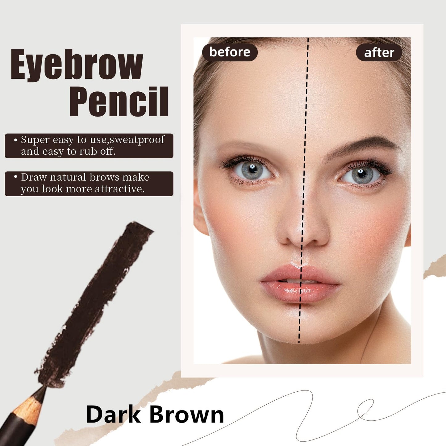 Go Ho 12 PCS Dark Brown Eyebrow Eyeliner Pencils,Sweatproof Eyebrow Pencil,Long-lasting Nice Color Eye Brow Gel Pen Makeup Brow Tint Sticks?Dark