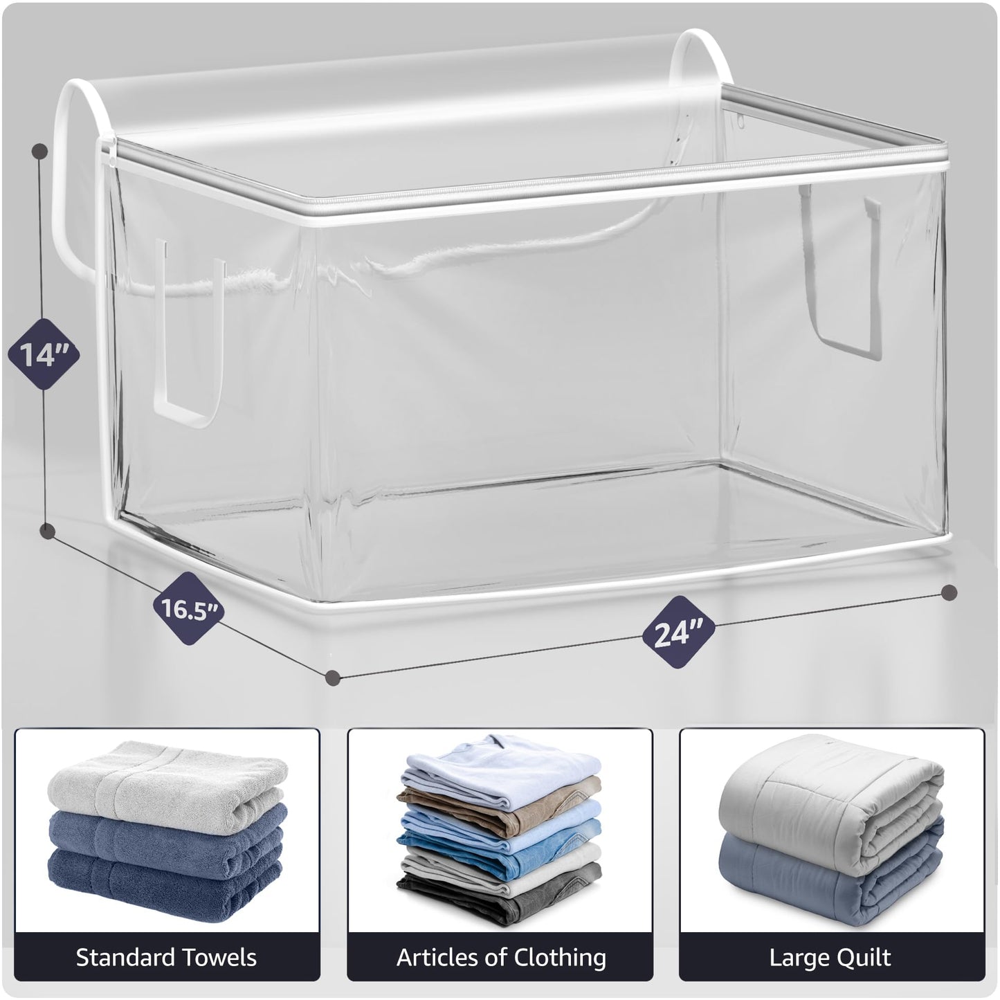 Sorbus clear Storage Bag - Foldable Large Plastic Bags with Zipper & Carry Handles, Great for Clothes, Blankets, Closets, Bedrooms, and more (6 Pack)