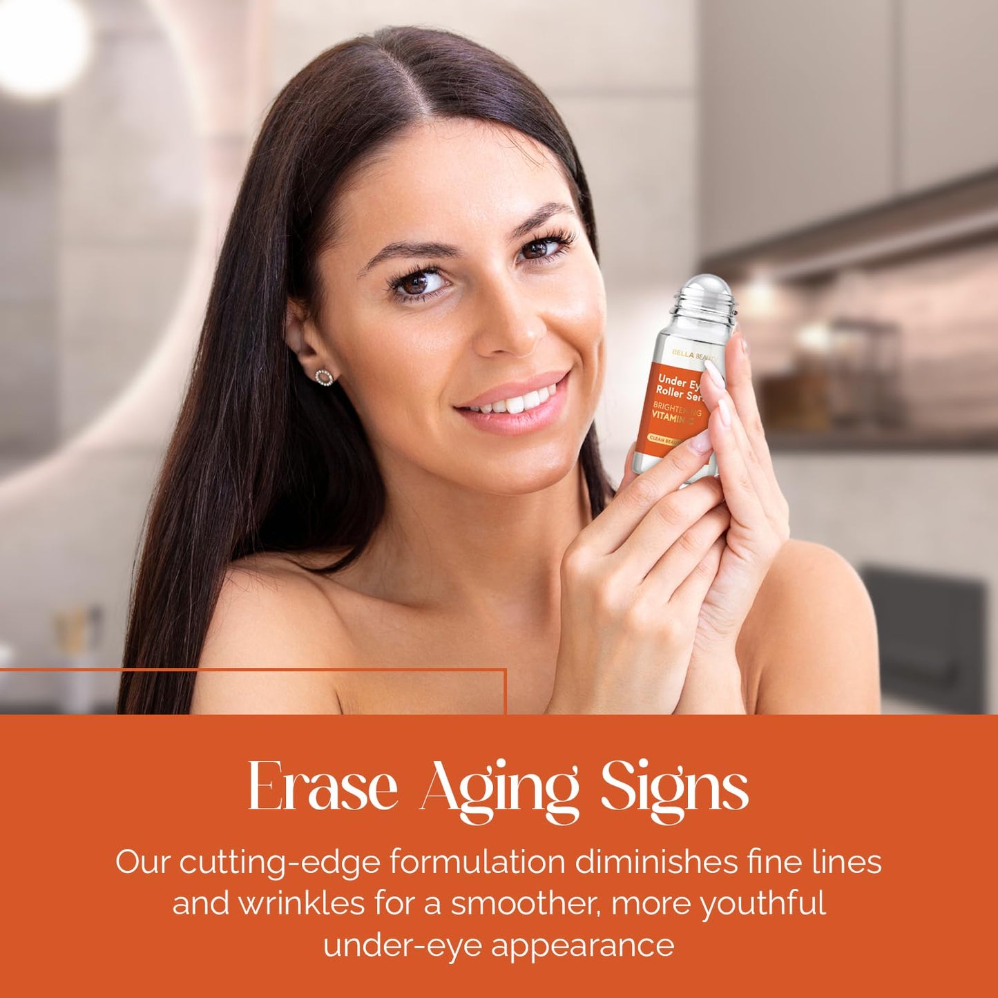Bella Beauty Vitamin C Under Eye Roller Serum - Dermatologist Tested, Anti Aging, Korean Skin Care - Helps Minimize Dark Circles, Puffiness, Fine