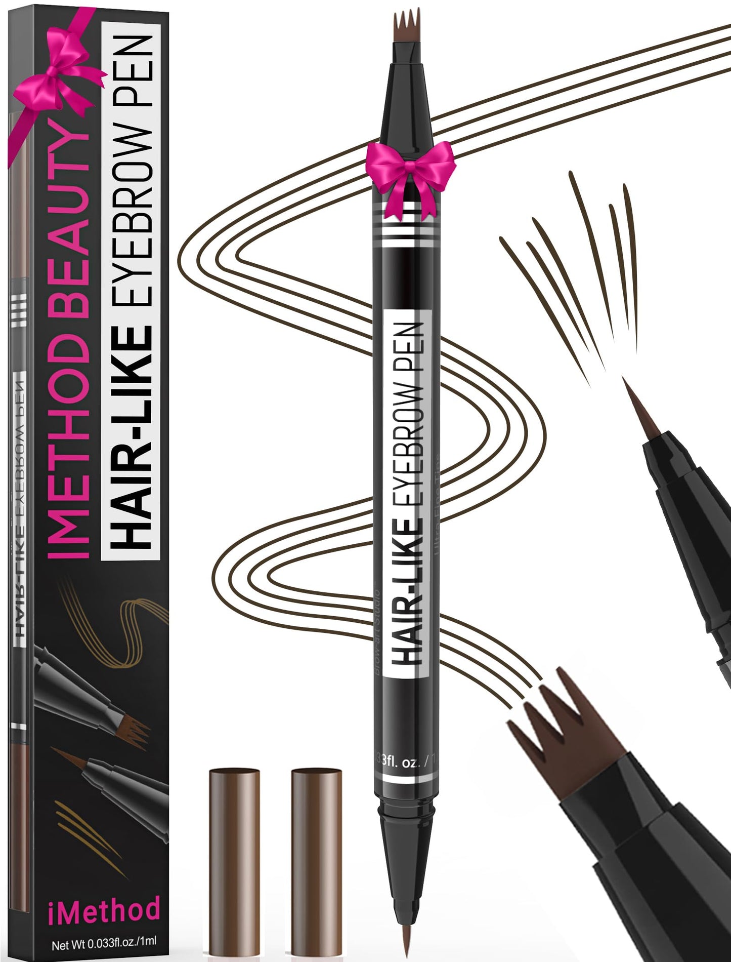 iMethod Microblading Eyebrow Pen - Eyebrow Pencil Magical 2-in-1 Dual-Ended Eye Brow Pencils for Women with 4-Fork-Tip & Precise Brush-Tip Create Beauty and Personal Care iMethod Default Title