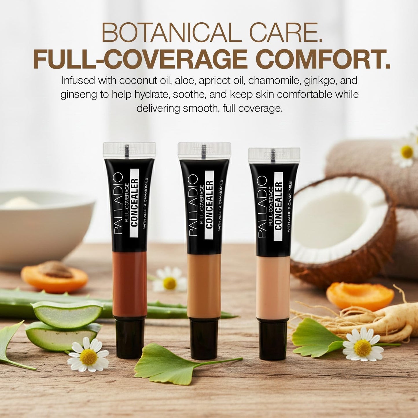 Palladio Full Coverage Concealer - Creamy Face & Under Eye Formula, Disguises Dark Circles, Blemishes, Fine Lines, Evens Skin Tone (Caramel Drizzle)