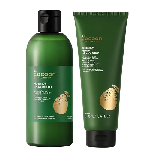 Cocoon Pomelo Shampoo & Conditioner Bundle, Sulfate Free Strengthening Hair Care Set for Weak, Thinning and Color Treated Hair, Nourishing Vegan