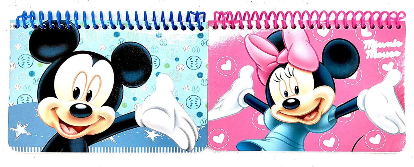Disney Mickey and Minnie Mouse Drawstring Backpacks Plus Lanyards with Detachable Coin Purse and Autograph Books (Set of 6) (Pink Blue)