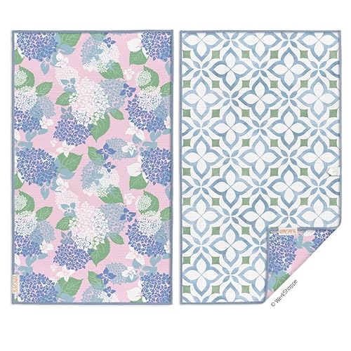 WerkShoppe Hydrangea Tile Microfiber Towel