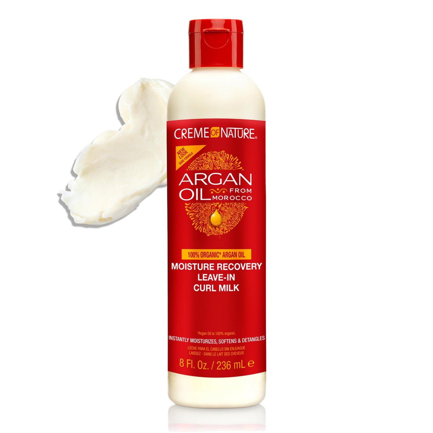 Creme of Nature Moisture Recovery Leave-In Curl Milk, Lightweight Daily Moisturizer, Detangles and Adds Shine, With Argan Oil from Morocco, 8 oz