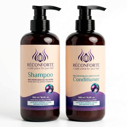 Rêconforte Onion Shampoo and Conditioner Set, 500ml / 16.9 fl oz Volumizing Formula for Fuller, Thicker-Looking Hair, Keratin Growth Formula, Paraben