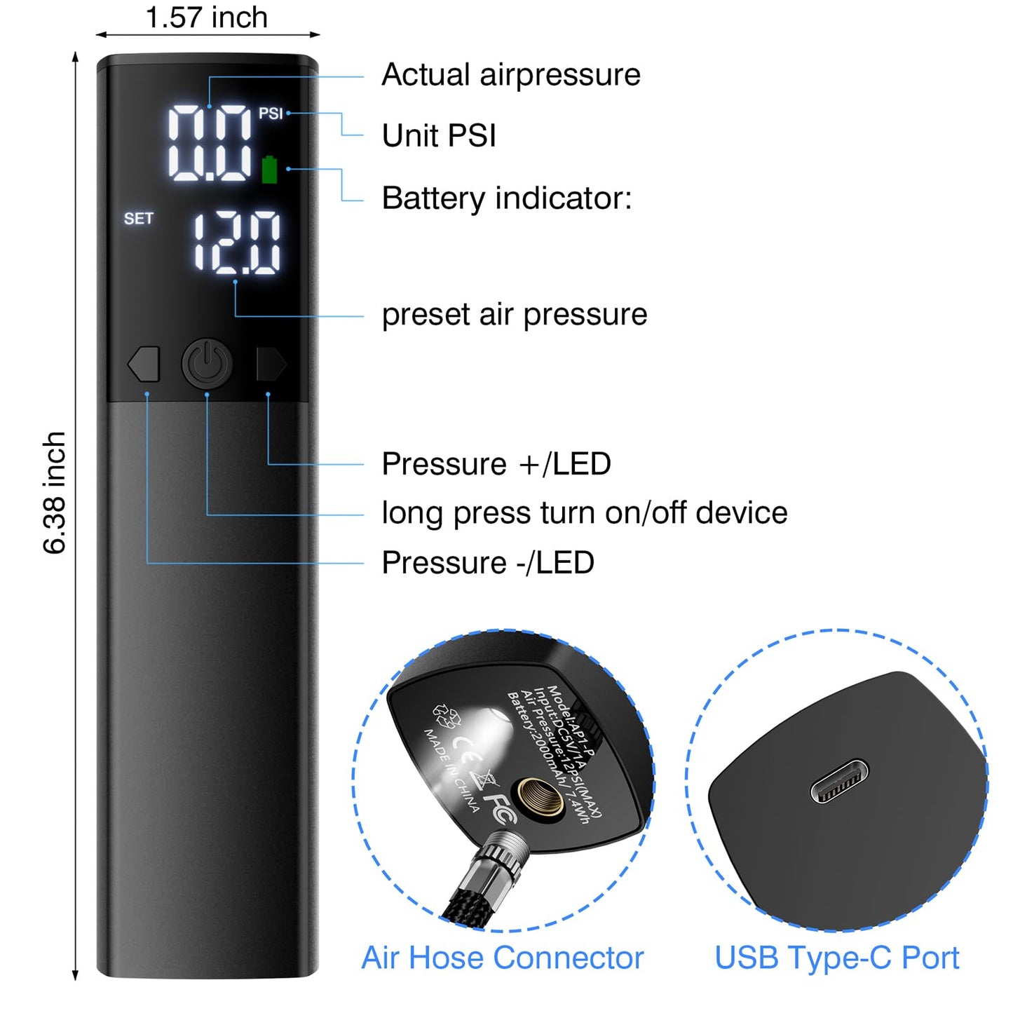 Electric Ball Pump,Smart Air Pump Portable Fast Ball Inflation with Accurate Pressure Gauge and Digital LCD Display for Basketball Football Soccer…