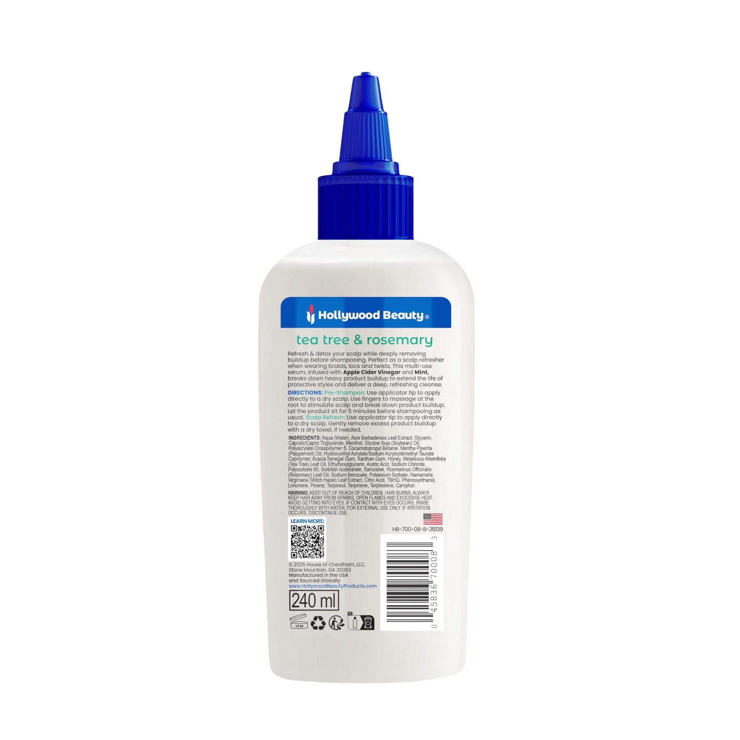 Hollywood Beauty Tea Tree & Rosemary Scalp Refresh + Detox Serum, 8 oz - Soothes the Scalp and Removes Buildup