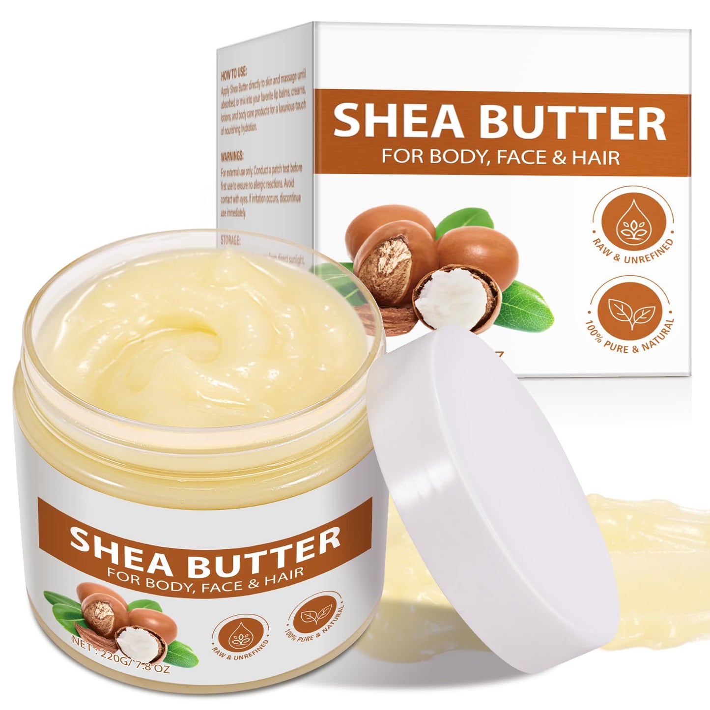 APUUFYQC Shea Butter Raw Organic, Natural Raw Unrefined Shea Butter Hand Cream, Moisturizing and Locking Water, Keeps Skin Healthy and Vibrant, 7.8 OZ Beauty and Personal Care APUUFYQC
