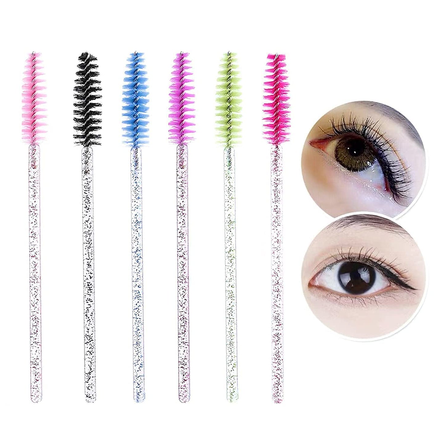 300Pcs Disposable Eyelash Mascara Brushes for Eye Lashes Extension Eyebrow and Makeup for Eye Lash Extension, Eyebrow and Makeup Crystal 6